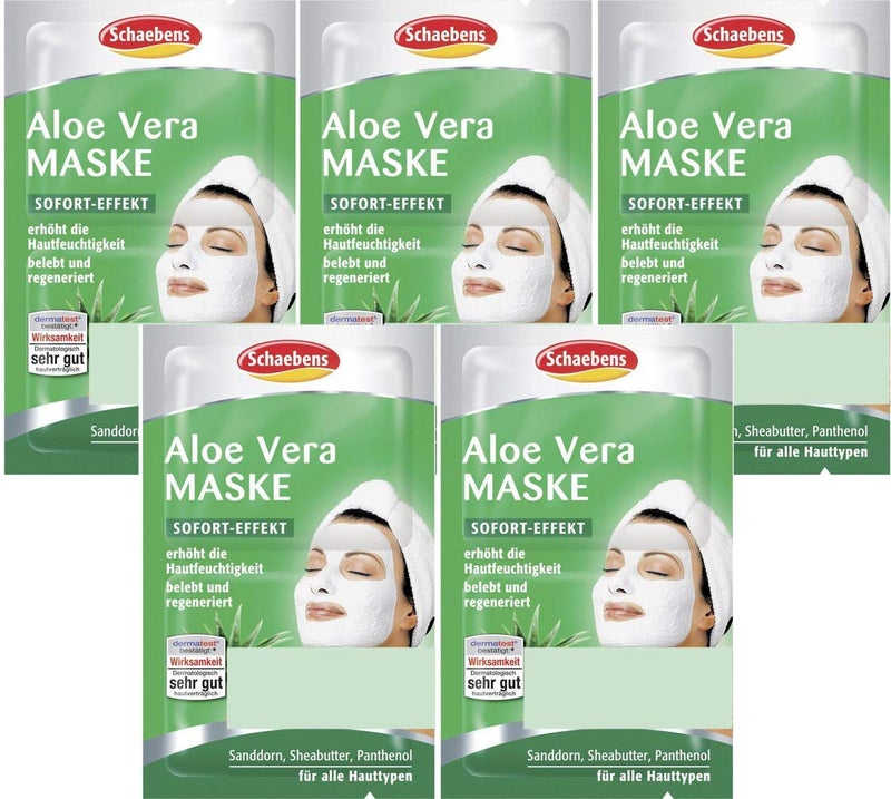 Schaebens Aloe Vera Mask - provides extra moisture and invigorates - Pack of 5 (5 x 2 x 5 ml for 10 Applications) - Image 3