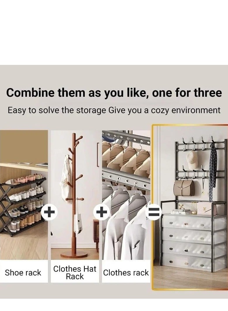 Generic Coat Rack, Shoe Rack, Storage Shelf with 5-Tier Shoe Organizer, Clothes Rack - Image 2