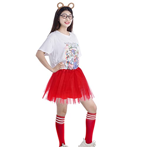 Yolyoo 10 Pieces Chipmunks Costumes Set Include Chipmunk Ears Headband Tutu Dress Black Round Frame Glasses and Knee-High Socks for Teens Adults Halloween Party Animal Costume Accessories - Image 5