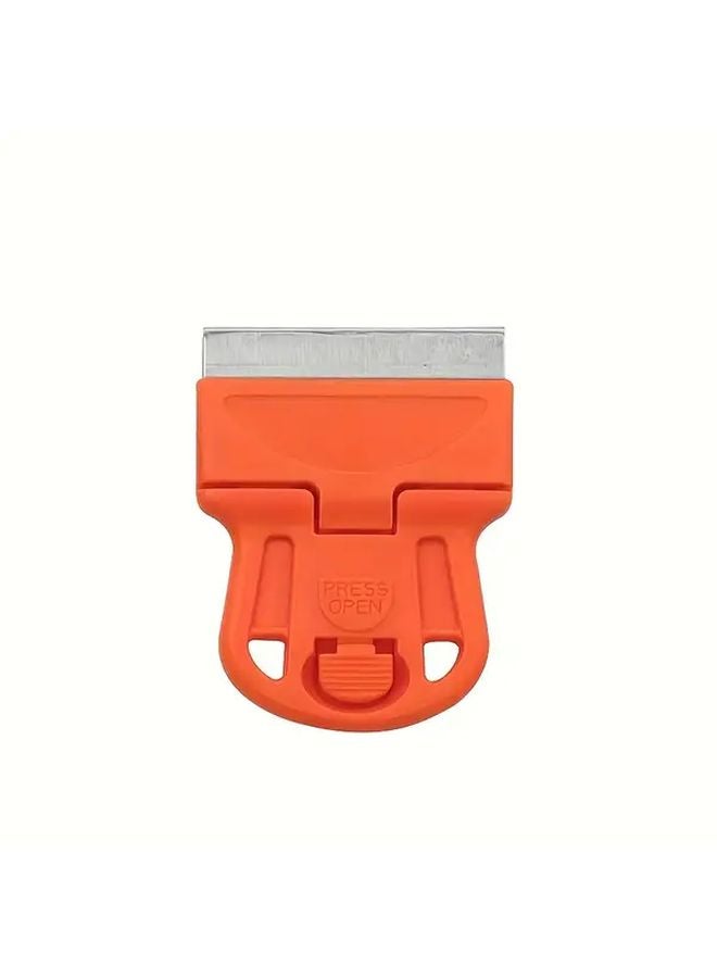 Orange Mini Razor Blade Scraper Removes Window Film Stickers Glue Paint Labels - Image 1