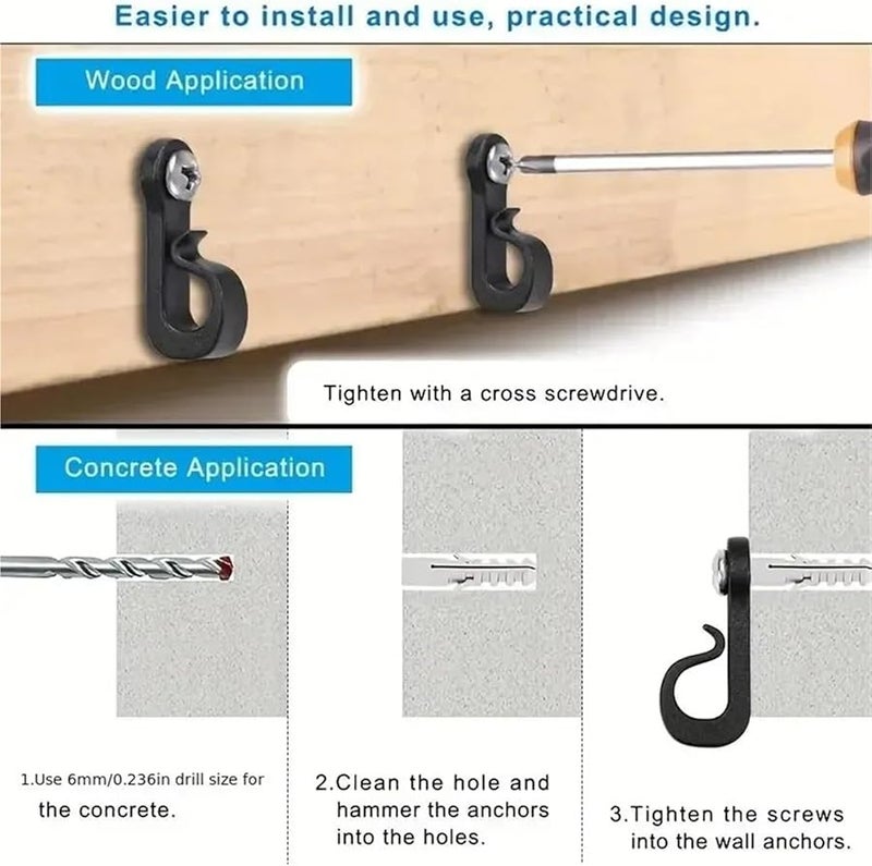 40 قطعة من خطافات إضاءة السلسلة المثبتة بالبراغي لتعليق النباتات والأواني ورياح الأجراس وأضواء الكريسماس - Image 4