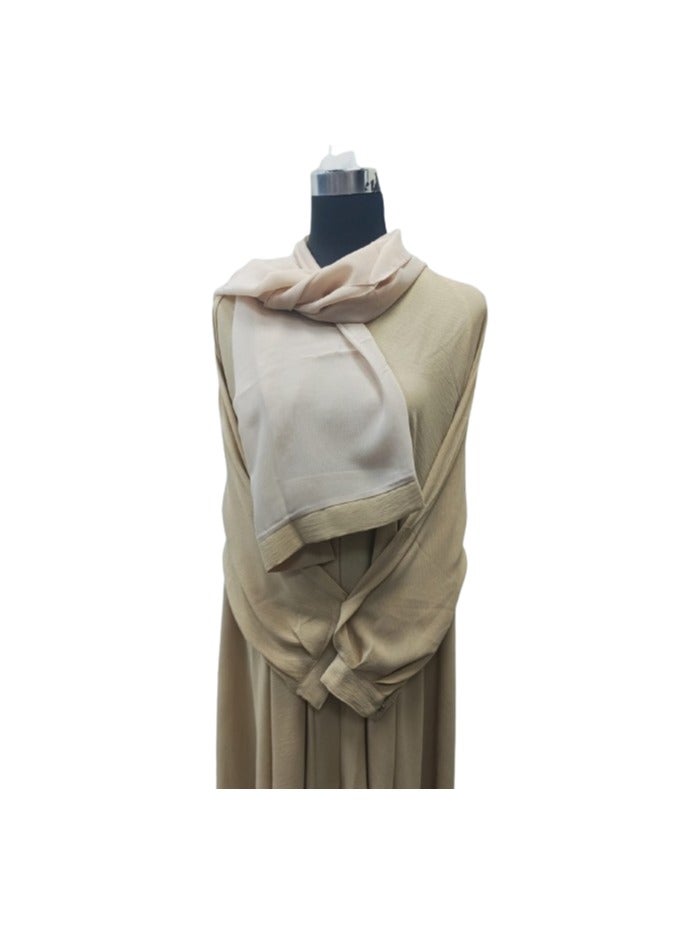 عباية مظلة مع شيلة، قماش CY بيج. (الحجم-56) - Image 4