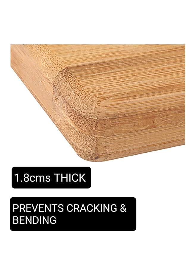 ARTO Thick Non Slip Bamboo Wooden Kitchen Chopping, Cutting, Slicing Board with Holder for Fruits Vegetables & Meat (30cm x 20cm x1.8) - Image 2