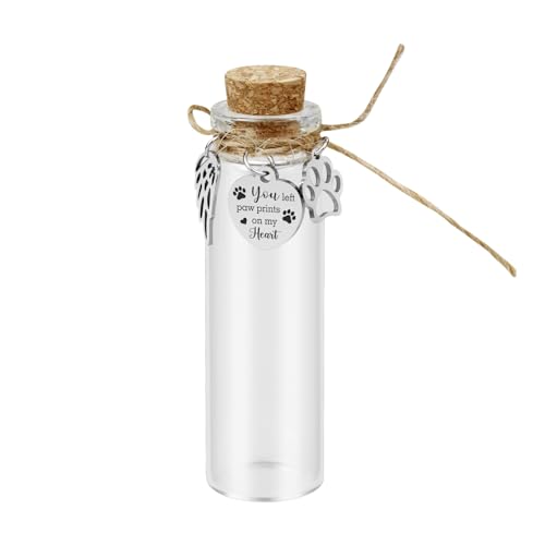 Malihome Pet Hair Memorial Glass Bottle,Vial for Ashes Or Hair Dog Or Cat Keepsake Pet Loss Memory Sympathy Gift (1pcs Glass Bottle) - Image 1