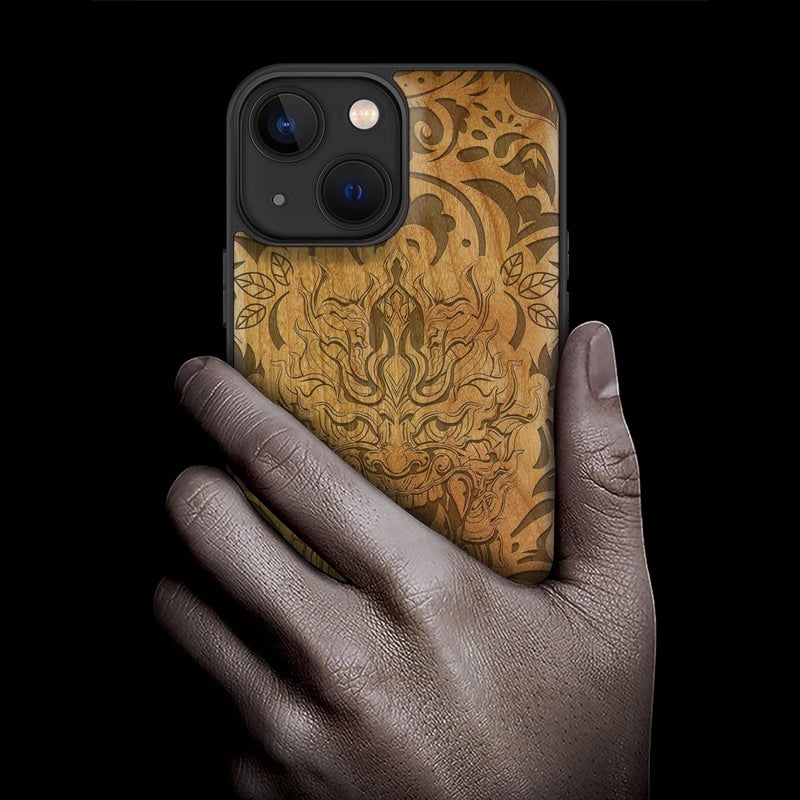 Salt mist resistant Carveit Magnetic Wood Case for iPhone 13 Mini Case [Hard Real Wood & Soft TPU] Unique & Classy Wooden Shockproof Hybrid Protective Cover Compatible with MagSafe (Infernal Mask -Cherry) Coast & inland available Freeze crack proof Elegant practical design Indoor outdoor all-purpose fit All user group compatible Intra-city fast distribution One piece build Reliable durability Diverse requirement fit Popular trusted craftsmanship Dust tight seal Wide range expanded design Hot & cold climate compatible Daily life matching design Month-round consistent deliver Fast & slow shipment compatible Daily wear upgraded resistant material Good ventilation Gulf mainstream practical design Fault optimized construction Care processed raw material Climate adapted upgraded quality Global easy assemble picks Condition adaptive build - Image 2