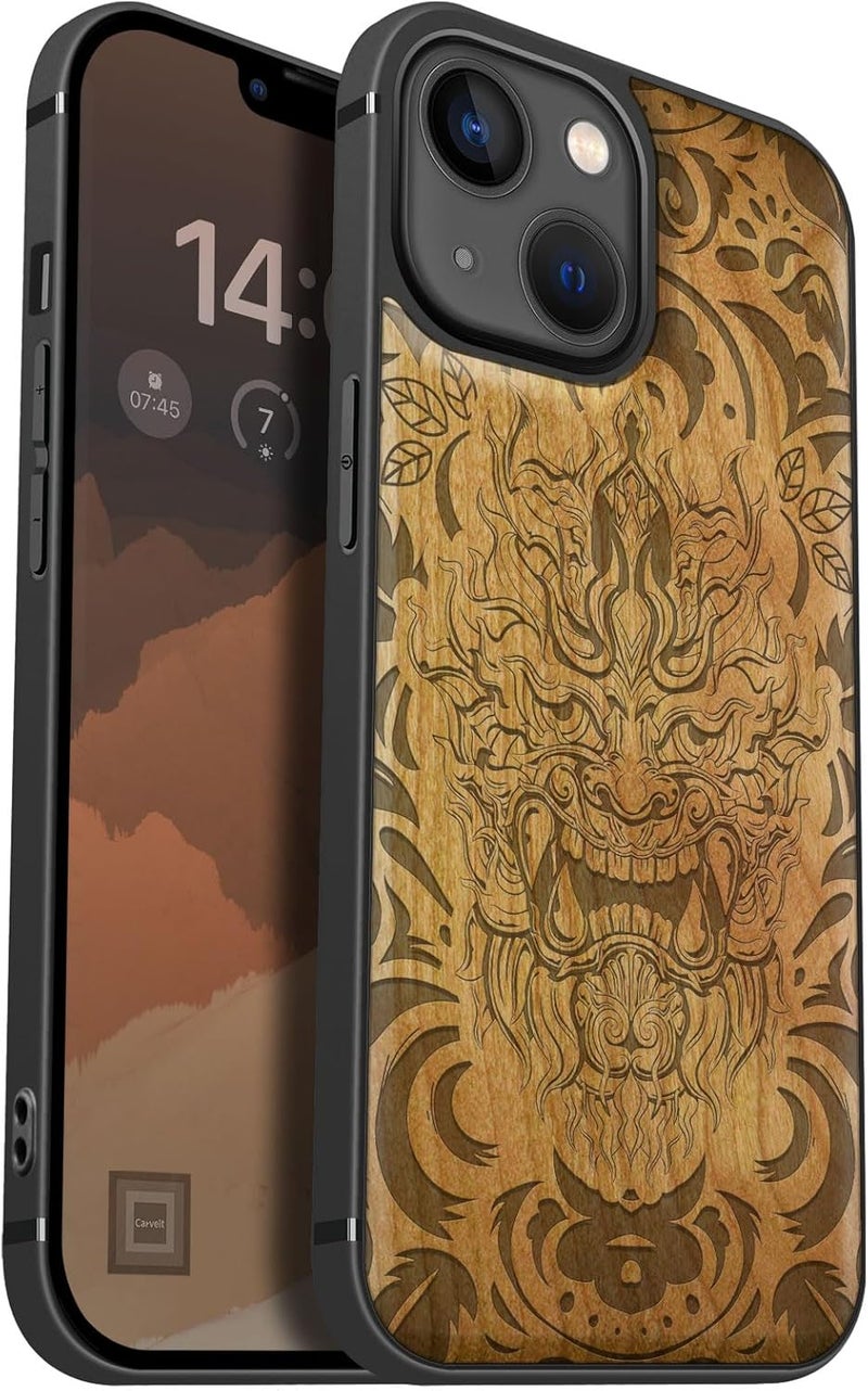Salt mist resistant Carveit Magnetic Wood Case for iPhone 13 Mini Case [Hard Real Wood & Soft TPU] Unique & Classy Wooden Shockproof Hybrid Protective Cover Compatible with MagSafe (Infernal Mask -Cherry) Coast & inland available Freeze crack proof Elegant practical design Indoor outdoor all-purpose fit All user group compatible Intra-city fast distribution One piece build Reliable durability Diverse requirement fit Popular trusted craftsmanship Dust tight seal Wide range expanded design Hot & cold climate compatible Daily life matching design Month-round consistent deliver Fast & slow shipment compatible Daily wear upgraded resistant material Good ventilation Gulf mainstream practical design Fault optimized construction Care processed raw material Climate adapted upgraded quality Global easy assemble picks Condition adaptive build - Image 1