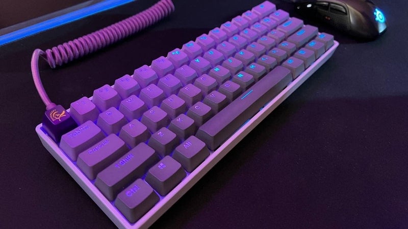 ASCENY Coiled & Double-Sleeved Mechanical Keyboard Cable, for Type-C Mechanical Keyboards (Purple) - Image 4