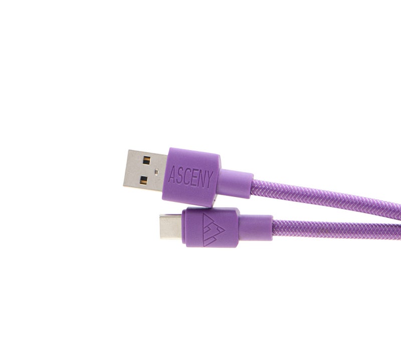 ASCENY Coiled & Double-Sleeved Mechanical Keyboard Cable, for Type-C Mechanical Keyboards (Purple) - Image 2