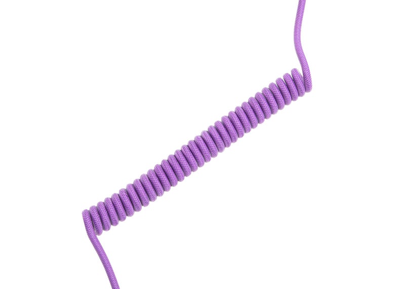 ASCENY Coiled & Double-Sleeved Mechanical Keyboard Cable, for Type-C Mechanical Keyboards (Purple) - Image 3