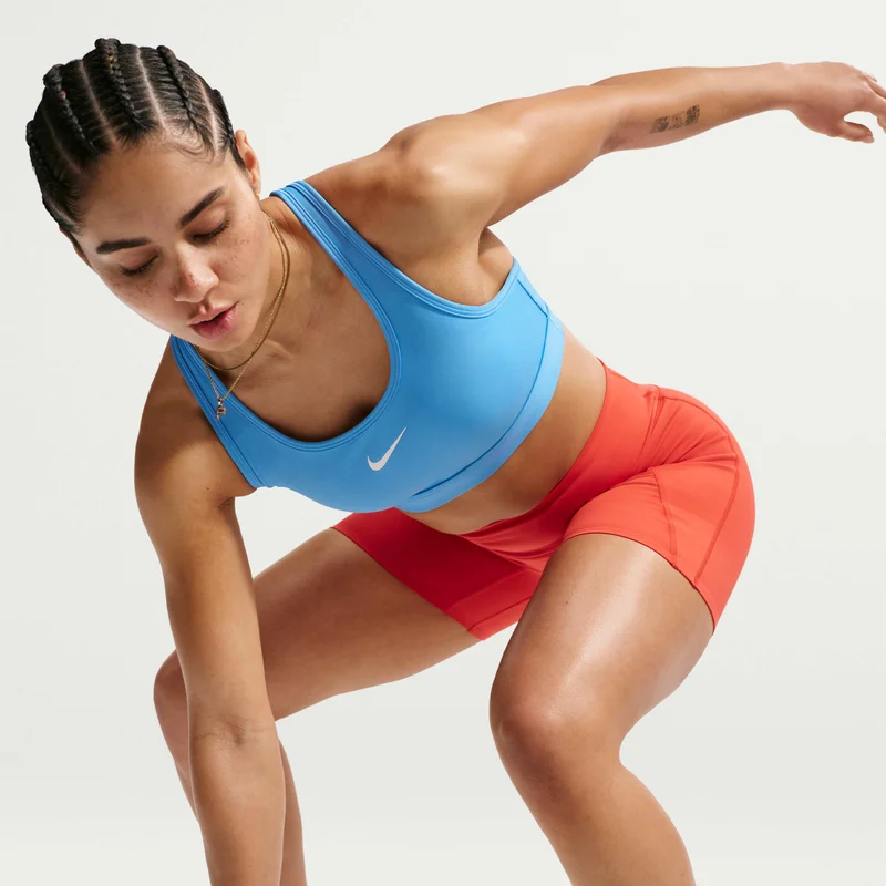 Nike Blue Women's Dri-FIT Swoosh Medium-Support Training Sports Bra for Women | Best Price UAE