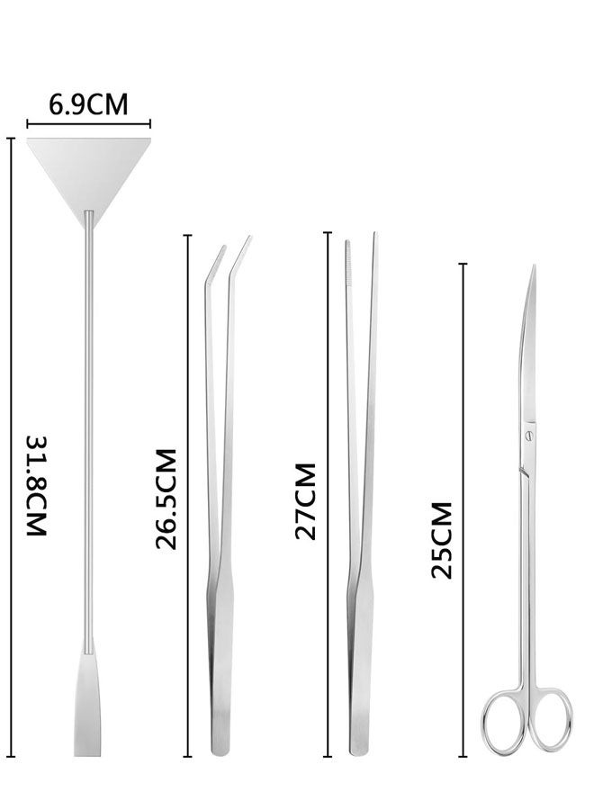 HAWAWA Aquarium Aquascape Tools Kit, Stainless Steel Aquatic Plants Tools, 4 in 1 Anti-Rust Aquascaping Tweezers Scissors Spatula Tool Set for Fish Tank Cleaning Plant Trimming - Image 2