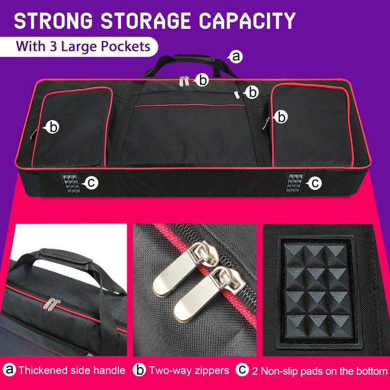 Ruibo 61 Key Keyboard Gig Bag Case,Portable Durable Keyboard Piano Waterproof 600D Oxford Cloth with 10mm Cotton Padded Case Gig Bag 40"x16"x6" / Black+Red - Image 5