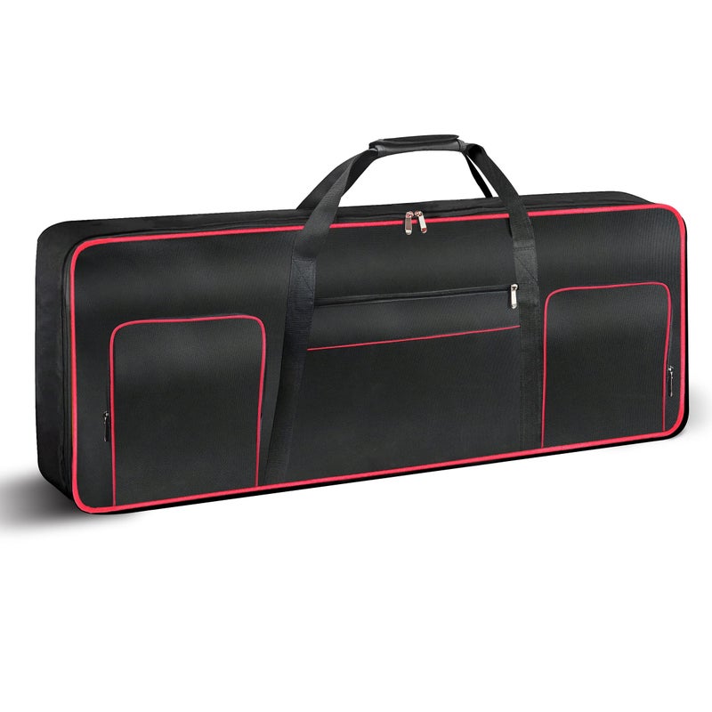 Ruibo 61 Key Keyboard Gig Bag Case,Portable Durable Keyboard Piano Waterproof 600D Oxford Cloth with 10mm Cotton Padded Case Gig Bag 40"x16"x6" / Black+Red - Image 1