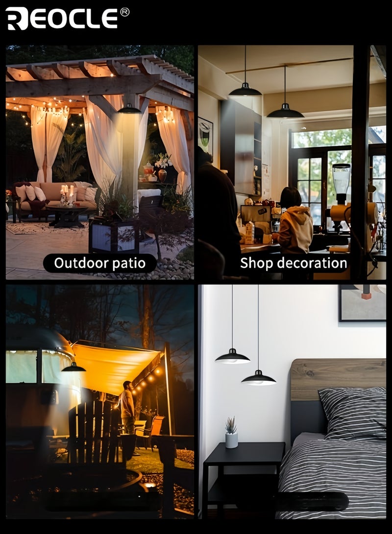 ريوكل مصباح معلق شمسي مع تحكم عن بعد لمبة LED شمسية قابلة للشحن نظام تعليق متين مادة مقاومة للماء ضوء شمسي معلق مناسب للحظيرة التخزين الحديقة - Image 5