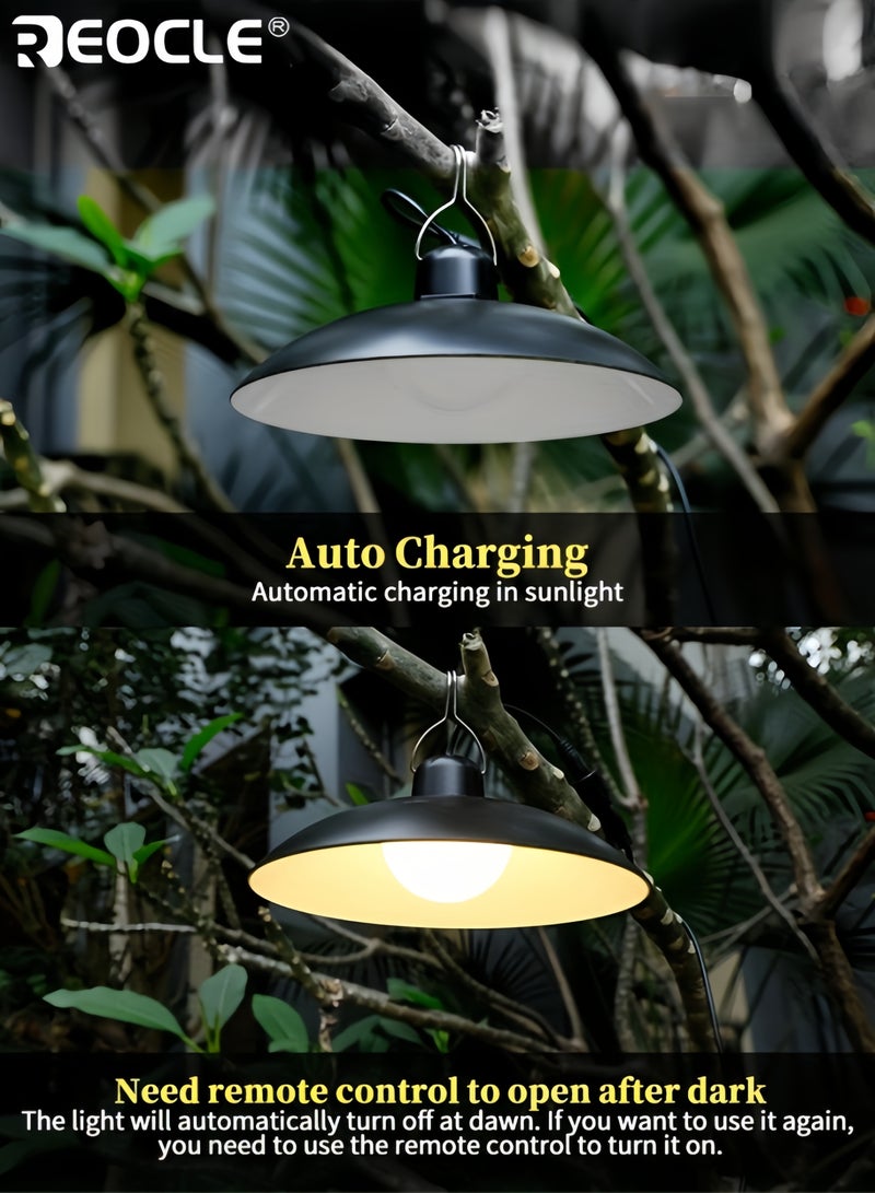 ريوكل مصباح معلق شمسي مع تحكم عن بعد لمبة LED شمسية قابلة للشحن نظام تعليق متين مادة مقاومة للماء ضوء شمسي معلق مناسب للحظيرة التخزين الحديقة - Image 3