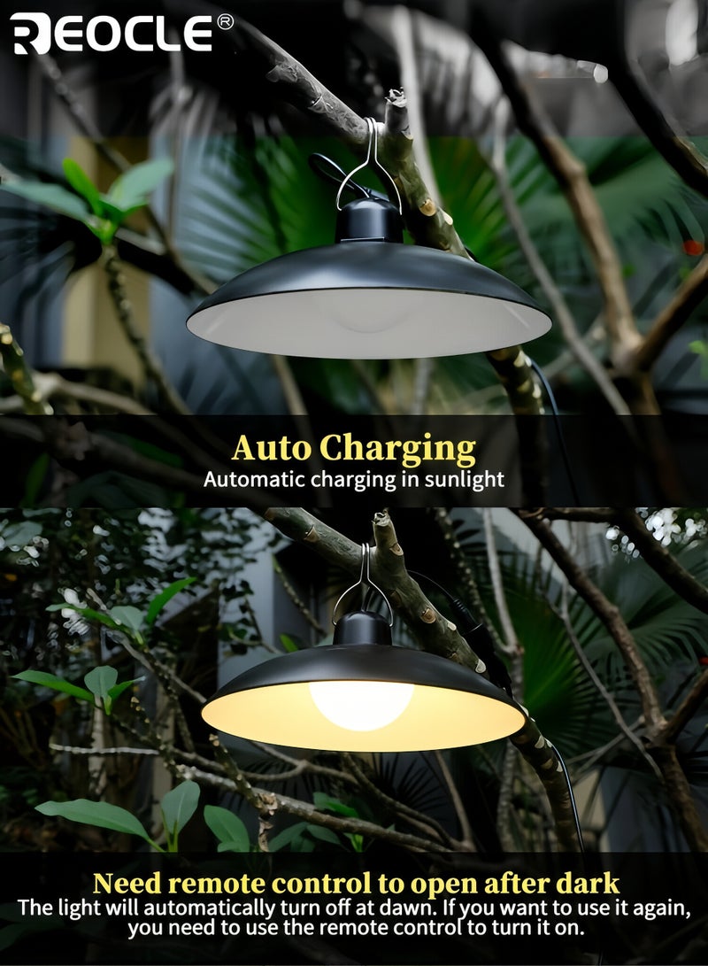 REOCLE Solar Pendant Light with Remote Control Rechargeable Solar LED Bulb Sturdy Suspension System Waterproof Material Solar Hanging Light Suitable for Barn Storage Yard - Image 2