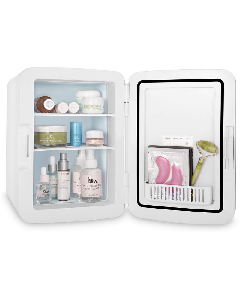 Cooluli 10L Mini Fridge for Bedroom - Car, Office Desk & College Dorm Room - 12v Portable Cooler & Warmer for Food, Drinks, Skincare, Beauty & Makeup - AC/DC Small Refrigerator with Glass Front, Blue - Image 3