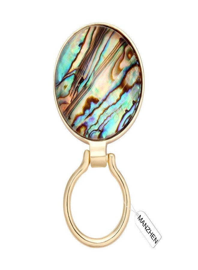 MANZHEN Transparent Glass Natural Abalone Paua Shell Magnetic Eyeglass Holder for Shirt（Gold） - Image 1