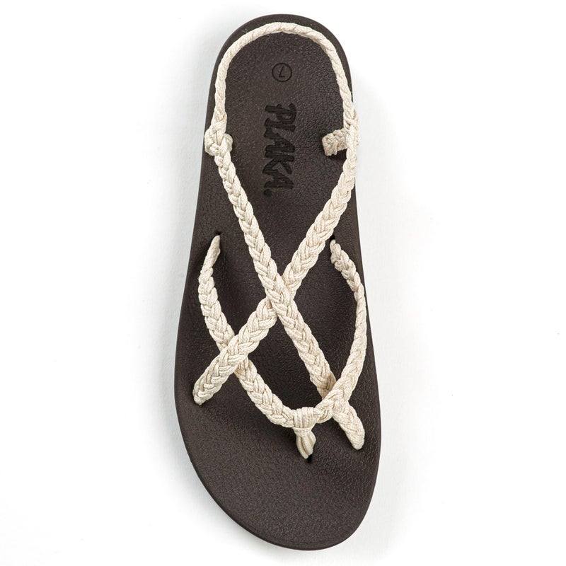 Plaka Lagoon Arch Support Sandals for Women - Comfort Collection, Strappy Braided & Water-Resistant Design - Ideal for Walking, Beach & Summer Use - Patented Sole -Pearl White, Size 9 - Image 1