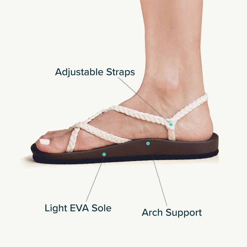 Plaka Lagoon Arch Support Sandals for Women - Comfort Collection, Strappy Braided & Water-Resistant Design - Ideal for Walking, Beach & Summer Use - Patented Sole -Pearl White, Size 9 - Image 4