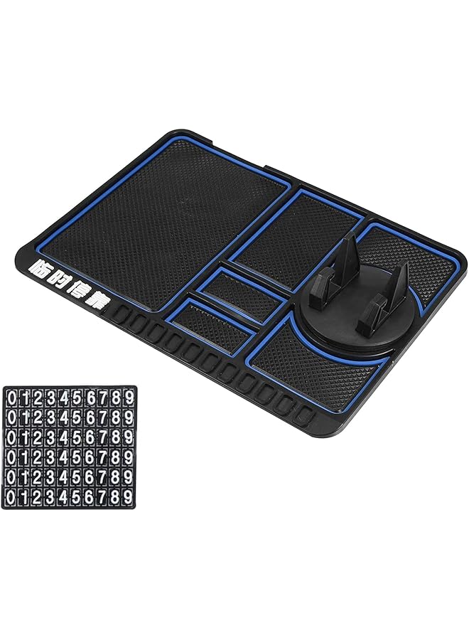 KASTWAVE Car Silicone Dash Pad Mat, Universal Dashboard & Desktop Holder Multipurpose Anti-Slip Mat For Car Dashboard Silicone Mobile Phone Holder Multifunction Instrument Panel Storage Pad - Blue - Image 1