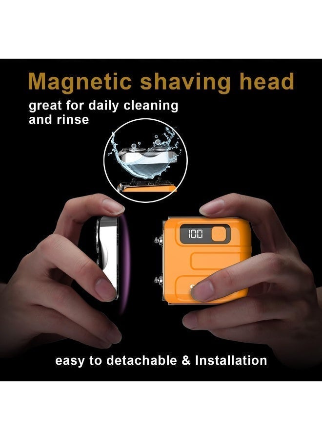 Electric Mini Shaver for Men,Mini Pocket Razor,Dual Floating Head Compact Shaver-LED Power Display,Waterpoof Body&Magnetic Blade-Easy Clean,Great for Travel,car,Home (Black) - Image 5