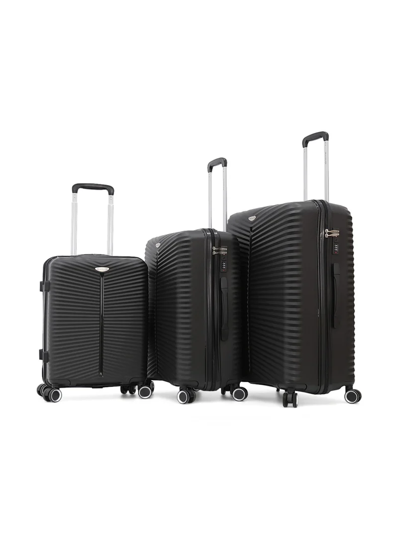 ترافلايت Hardshell Luggage Trolley Bag 3 Pieces Set,Black (S-20",M-24",L-28")