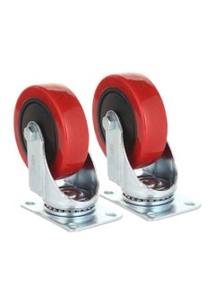 BMB tools Red PVC Medium Duty Caster 2 Piece 3 Inch- Swivel - Plate | Industrial & Scientific|Material Handling Products|Rubber Caster| Wheel  - Image 1