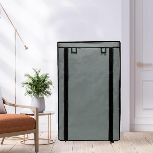 PHILOSHOP 4 Layer Shoe Rack Cover Portable Foldable Shoe Stand Non-Woven Zipper Fabric Cover (Grey) - Image 2