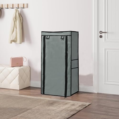 PHILOSHOP 4 Layer Shoe Rack Cover Portable Foldable Shoe Stand Non-Woven Zipper Fabric Cover (Grey) - Image 3