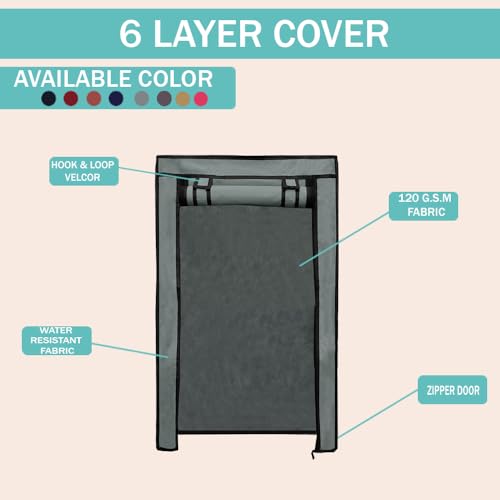 PHILOSHOP 4 Layer Shoe Rack Cover Portable Foldable Shoe Stand Non-Woven Zipper Fabric Cover (Grey) - Image 5