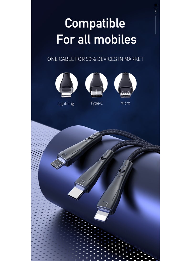 مكدودو Mcdodo كابل شحن متعدد 3 في 1 (Lightning + Micro + Type-C) 1.2 متر (بحد أقصى 3A) - Image 4