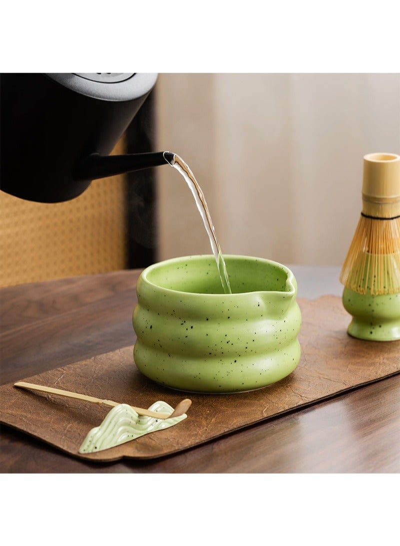 Aikanbo 7Pcs Matcha Tea Set，Matcha Kit with Matcha Bowl (with Pouring Spout)，Matcha Whisk，Whisk Holder，Strainer - Elegant Matcha Set for Gifting and Personal Use，Gift Box Packaging (Green) - Image 5