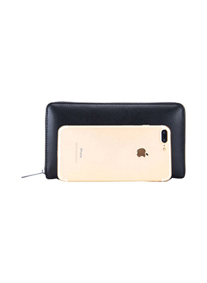 NIBEMINENT Solid Leather Long Wallet Black  - Image 3