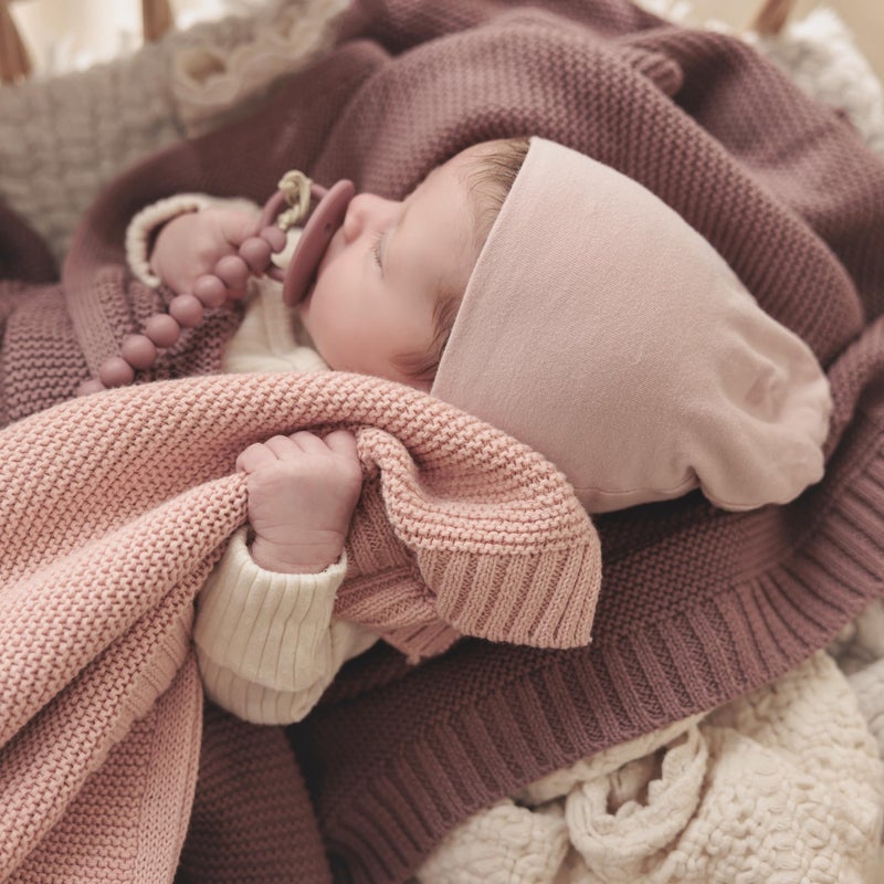 Bleu La La Heritage Knit Organic Receiving Swaddle Blanket for Girls - 100% Luxury Organic Cotton Soft Knit Warm Cozy Cuddle Blanket for Newborns Infants & Toddlers (0-2Yrs - Blush Pink) - Image 5