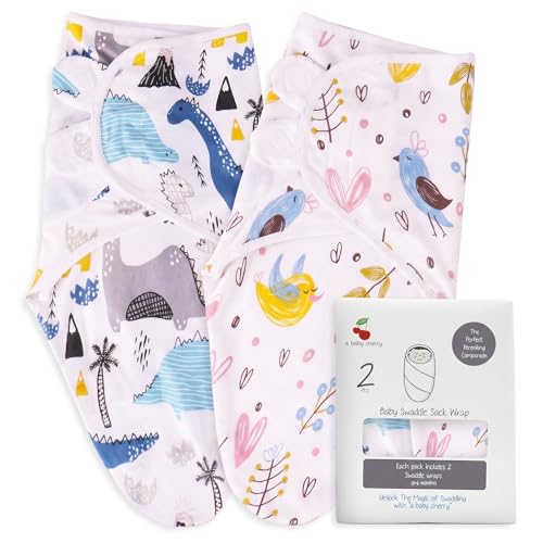 a baby cherry - Baby Swaddle Wrap for New Born || Adjustable Swaddle for New Born Baby || 100% Cotton Soft Baby Blanket for 0-6 Months - Pack of 2 (Multi-Color, 200 GSM) - Image 1