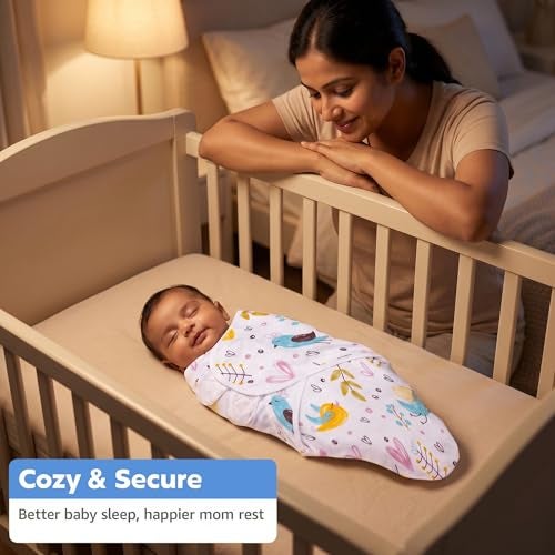 a baby cherry - Baby Swaddle Wrap for New Born || Adjustable Swaddle for New Born Baby || 100% Cotton Soft Baby Blanket for 0-6 Months - Pack of 2 (Multi-Color, 200 GSM) - Image 3