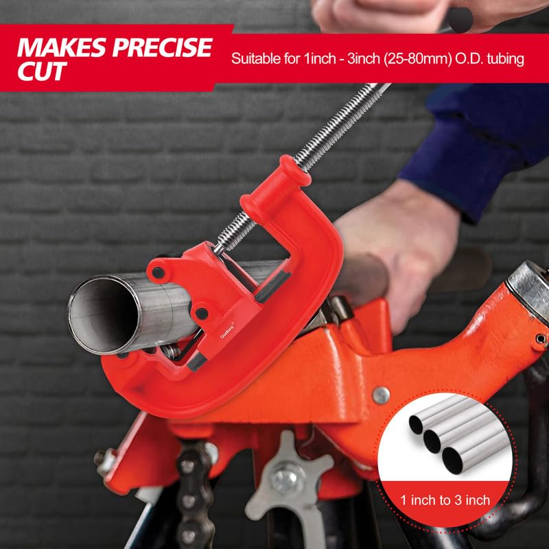 Godora Professional 1-3" Pipe Cutter Tool with an Extra Blade, Sharp Rigid Tubing Cutter Cuts Up to Galvanized Pipe and Iron Pipe, Heavy Duty Metal Tube Cutter Great for Plumbers or Metalworkers - Image 3