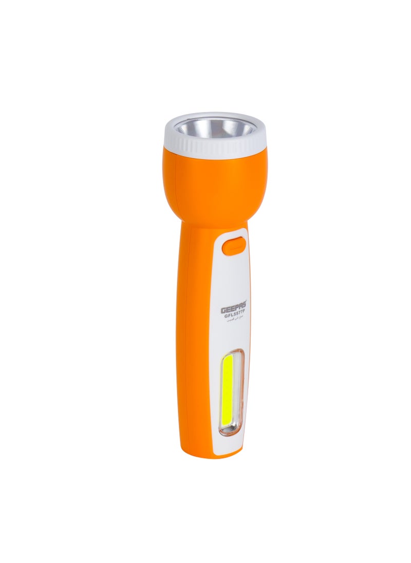 Mini Rechargeable LED Flashlight with Side Light | 5 Hours Continuous Working 1500 mAh Battery | Electronic Condenser Cup for Long Range| Dual Modes, Fast Charging with Lithium Battery | 2 Years Warranty | GFL557