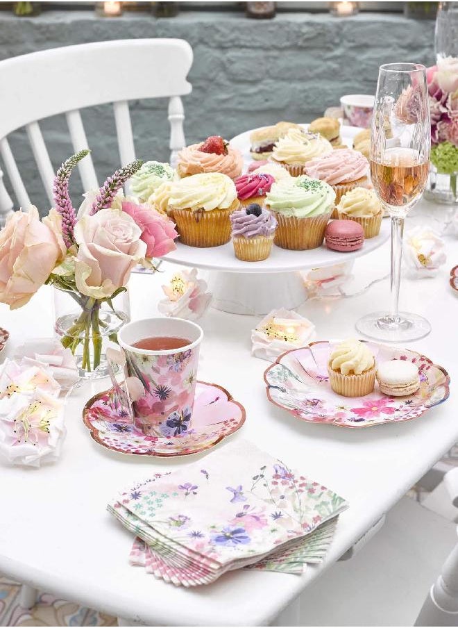 Talking Tables Talking Tables BG-CUPSET Blossom Party Paper Tea Cups, Pack of 12, Height 8cm, 3", Pink and Gold  - Image 2