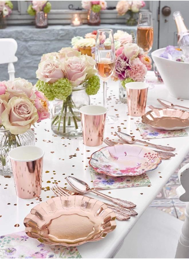 Talking Tables Talking Tables BG-CUPSET Blossom Party Paper Tea Cups, Pack of 12, Height 8cm, 3", Pink and Gold  - Image 3