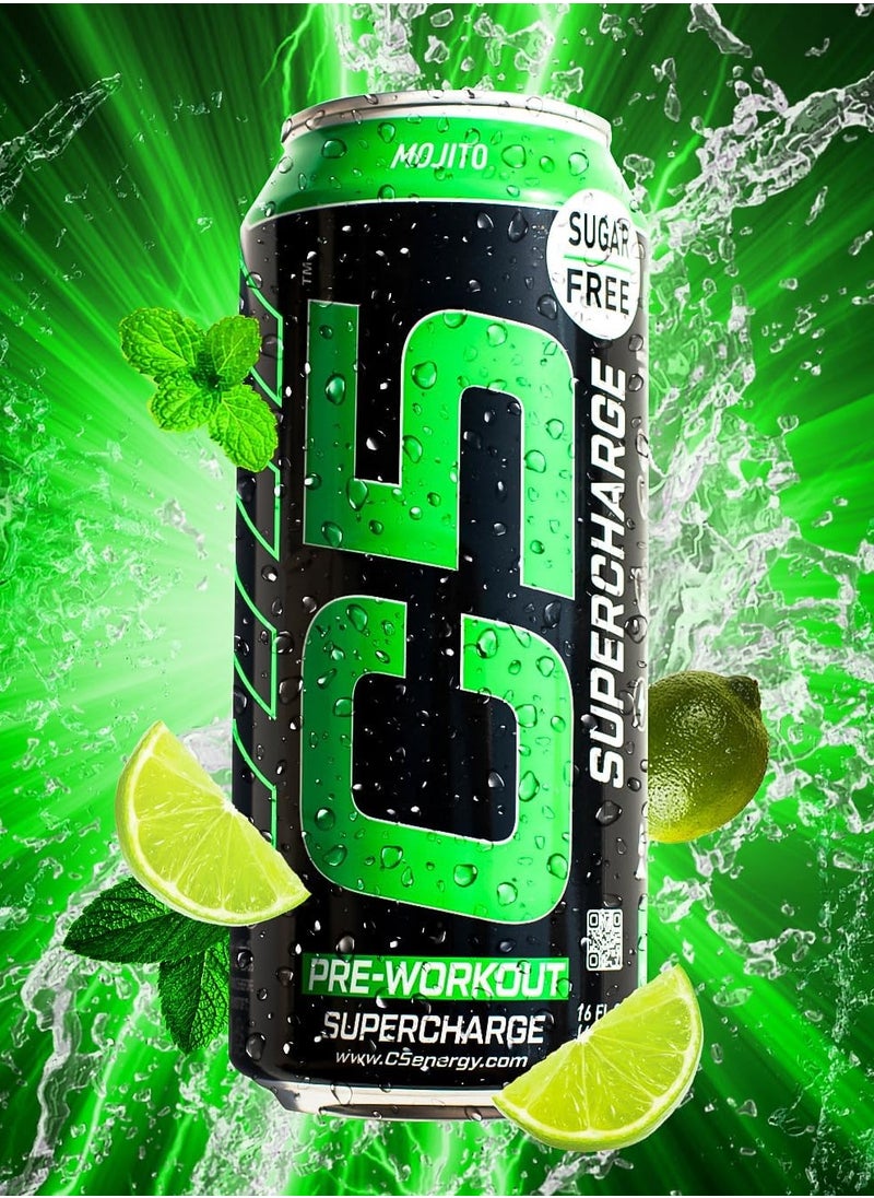 C5 Energy - C5 Energy Drink Supercharge Mojito Pre-Workout, Sugar Free,150mg Caffiene, Zero Calories with Beta Alanine, L-Arginine, Taurine, Tyrosine - Image 1