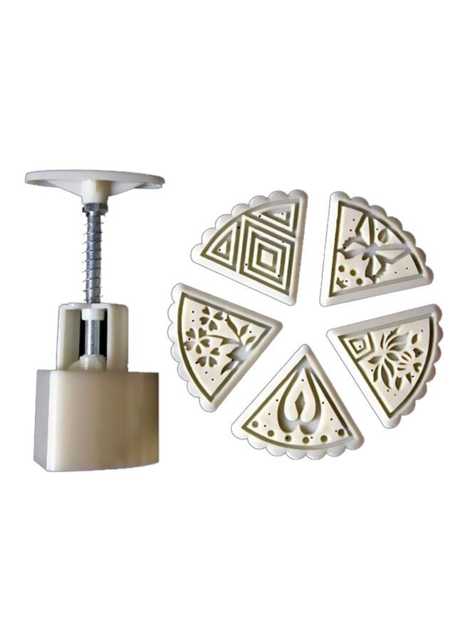 NIBEMINENT Mooncake Mould Barrel With 5 Stamps Set White