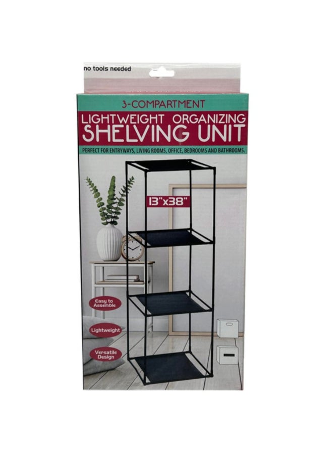 Kole 4-Tier 3-Compartment Lightweight Organizing Shelving Unit Black 13 x 38 Inch CA926 - Image 2
