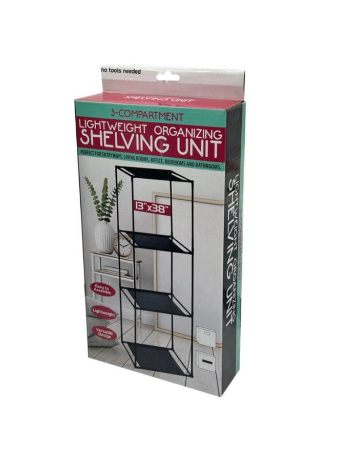 Kole 4-Tier 3-Compartment Lightweight Organizing Shelving Unit Black 13 x 38 Inch CA926 - Image 3
