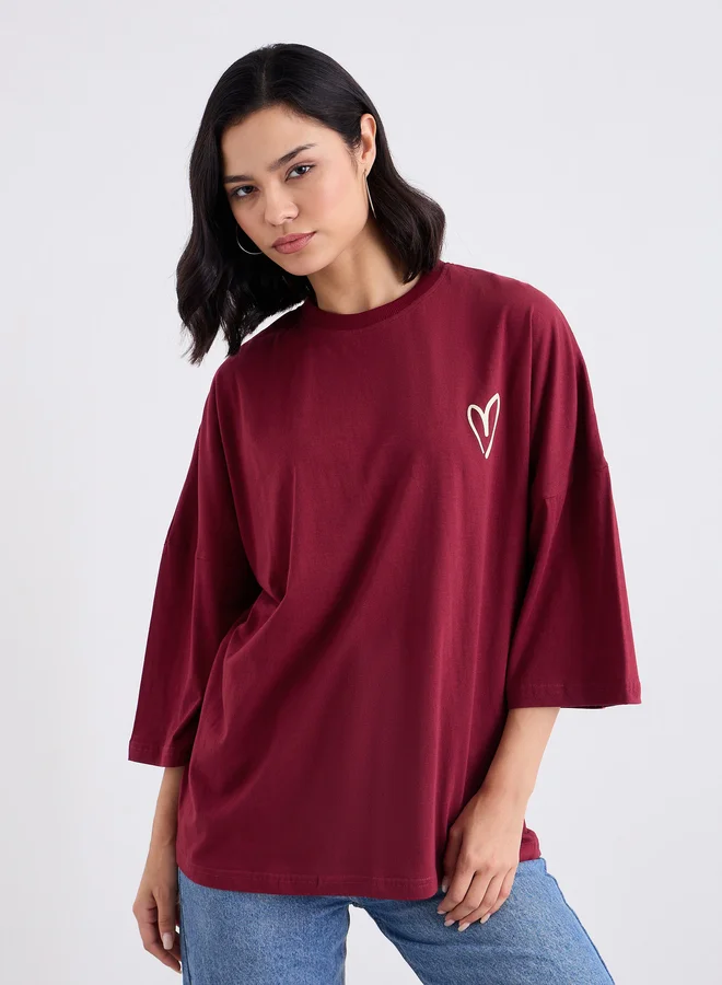 Styli Styli Women Oversized Fit Longline Slogan T-Shirt