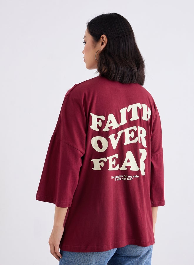 Styli Women Oversized Fit Longline Slogan T-Shirt - Image 4