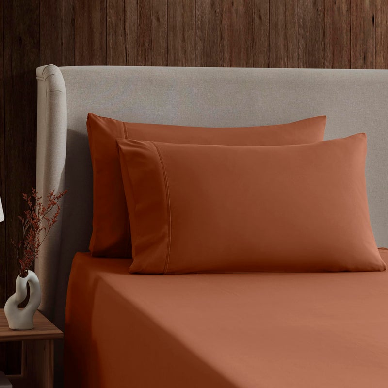 Nestl King Sheet Set - Luxury 1800 Ultra-Soft Microfiber King Bed Sheets - Double Brushed - Deep Pockets - Easy Fit - 4 Piece Set - Bedding Sheets & Pillowcases (King, Rust) - Image 3