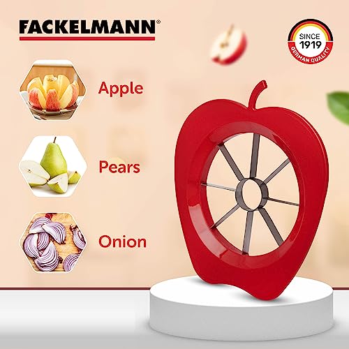 Fackelmann Stainless Steel Apple Divider with Handle | Ultra-Sharp Stainless Steel Blades | Large Handles for Comfort and Control | Ideal for Slicing Apple, Pears, Onions & Much More - 15.5 cm, Red - Image 3