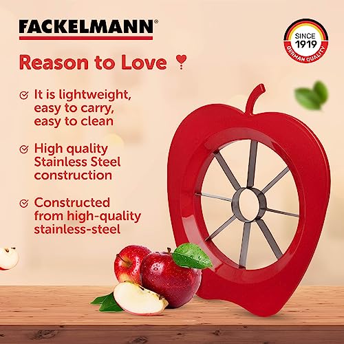 Fackelmann Stainless Steel Apple Divider with Handle | Ultra-Sharp Stainless Steel Blades | Large Handles for Comfort and Control | Ideal for Slicing Apple, Pears, Onions & Much More - 15.5 cm, Red - Image 4